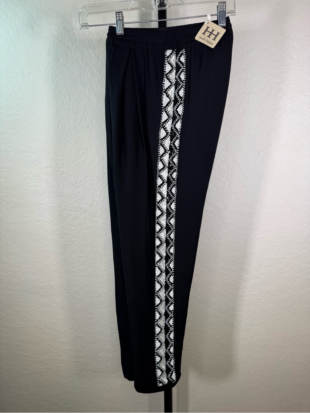 New Nwt Haute Hippie Beaded Sequins Sequined Embellished Silk Jogger Pants Xs